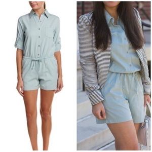 Cabi Alexa Minty Button Up Tie Waist Tab Sleeves Playsuit Utility Romper